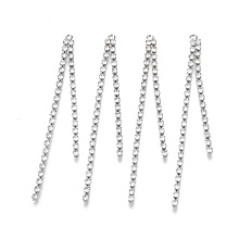 Honeyhandy Brass Rhinestone Cup Chains Tassel Big Pendants, Crystal, Platinum, 70x4x2mm, Hole: 1.6mm