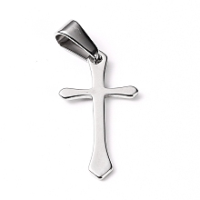 Honeyhandy 304 Stainless Steel Pendants, Cross, Stainless Steel Color, 24x13x1mm, Hole: 8x3mm