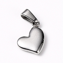 Honeyhandy 304 Stainless Steel Charms, Puffed Heart, Stainless Steel Color, 14x10x3mm, Hole: 6x2.5mm