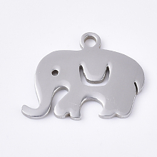 Honeyhandy 201 Stainless Steel Charms, Elephant, Stainless Steel Color, 12x16x1mm, Hole: 1.4mm