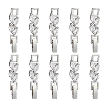 SUPERFINDINGS 10pcs Brass Zirconia Fold Over Clasp Extender Leaf Necklace Bracelet Extender Platinum Chain Extension Clasp for Jewelry Making Necklaces Bracelets DIY Crafts