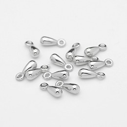 Honeyhandy CCB Plastic Charms, Chain Extender Drop, Teardrop, Platinum, 11x4mm, Hole: 1mm