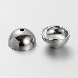 Honeyhandy CCB Plastic Bead Caps, Half Round/Dome, Apetalous, Platinum, 14x7mm, Hole: 2mm, Inner Diameter: 12mm