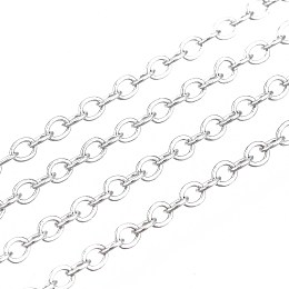 Honeyhandy Brass Cable Chains, Soldered, with Spool, Flat Oval, Platinum, 2x1.8x0.2mm, about 9.84 Feet(3m)/Roll