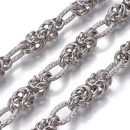 Honeyhandy 304 Stainless Steel Byzantine Chains, Unwelded, Stainless Steel Color, 13x8~8.5x2mm