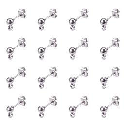 PandaHall Elite 10 Pairs(20pcs) 304 Stainless Steel Round Ball with Ring Earrings Posts for Jewelry DIY Earring Making(Butterfly Earring Backs Included)