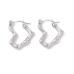 Honeyhandy 304 Stainless Steel Heart Hoop Earrings for Women, Stainless Steel Color, 21.5x17.5x3mm, Pin: 0.6mm