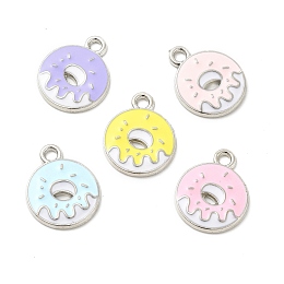 Honeyhandy Alloy Enamel Pendants, Donut Charm, Platinum, Mixed Color, 19x15x2mm, Hole: 2mm