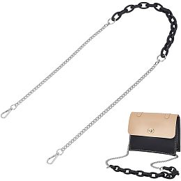 WADORN Acrylic Purse Chain Strap, 46.85 Inch Handbag Shoulder Chain Replacement Crossbody Bag Chain Strap with Swivel Clasps for Clutches Satchel Messenger Bag, Platinum