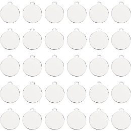 BENECREAT 30 Pack 22mm Stamping Blank Flat Round Tag Pendant Charms with Storage Box for Bracelet Necklace Jewelry DIY Craft Making, Platinum