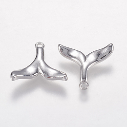 Honeyhandy Brass Charms, Whale Tail Shape Pendants, Platinum, 13x14x2mm, Hole: 0.5mm