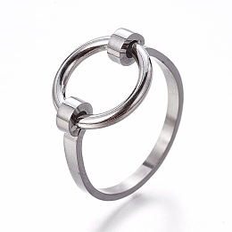 Honeyhandy 304 Stainless Steel Finger Rings, Ring, Stainless Steel Color, Size 6~9, 16~19mm