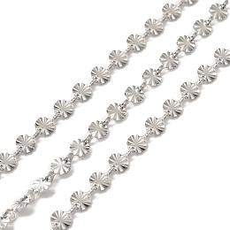 Honeyhandy 304 Stainless Steel Flower Link Chains, with Spool, Unwelded, Stainless Steel Color, 6x4x0.6mm, about 32.81 Feet(10m)/Roll