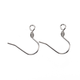 Honeyhandy 304 Stainless Steel Earring Hooks, Ear Wire, with Horizontal Loop, Stainless Steel Color, 17x17.5x2.5mm, Hole: 2mm, Pin: 0.7mm