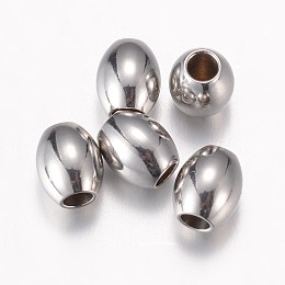 Honeyhandy 304 Stainless Steel Beads, Barrel, Stainless Steel Color, 6x5mm, Hole: 2mm