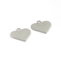 Honeyhandy 304 Stainless Steel Charms, Heart, Stamping Blank Tag Charms, Stainless Steel Color, 15.5x16x1mm, Hole: 2mm