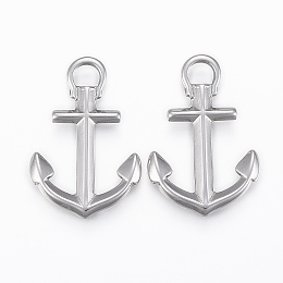 Honeyhandy 304 Stainless Steel Pendants, Anchor, Stainless Steel Color, 30x20x2.5mm, Hole: 5x4mm