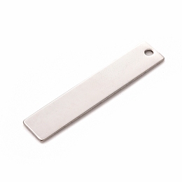 Honeyhandy 304 Stainless Steel Pendants, Stamping Blank Tag, Rectangle/Bar, Stainless Steel Color, 40x8x0.8mm, Hole: 2mm