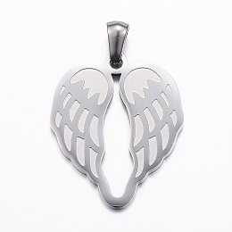 Honeyhandy 304 Stainless Steel Pendants, Wing, Stainless Steel Color, 26.5x22x1.5mm, Hole: 3x5mm