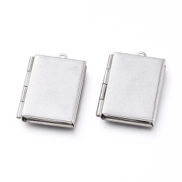 Honeyhandy 304 Stainless Steel Locket Pendants, Photo Frame Charms for Necklaces, Rectangle, Stainless Steel Color, Tray: 15x9.5mm, 26x19x4.5mm, Hole: 2mm