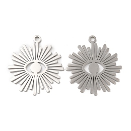 Honeyhandy Non-Tarnish 304 Stainless Steel Pendants, Eye Charm, Stainless Steel Color, 34x30x1.5mm, Hole: 2.2mm