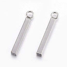 Honeyhandy 201 Stainless Steel Pendants, Bar, Stainless Steel Color, 17.5x2x2mm, Hole: 1.6mm