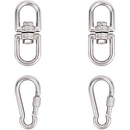 NBEADS 2 Pcs Spring Snap Hooks and 2 Pcs Double Eye Swivel Clasps, for Keychain Gym Camping Hanging