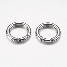 Honeyhandy 304 Stainless Steel Spring Gate Rings, O Rings, Ring, Stainless Steel Color, 6 Gauge, 24x4mm, Inner Diameter: 16mm