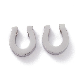 Honeyhandy 304 Stainless Steel Charms, Horseshoe, Stainless Steel Color, 9x8x3mm, Hole: 1.8mm