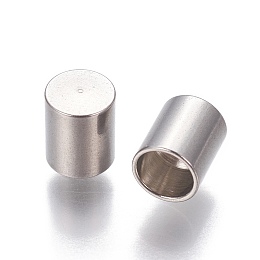 Honeyhandy 201 Stainless Steel Cord End Caps, Column, Stainless Steel Color, 6x5mm, Hole: 4mm