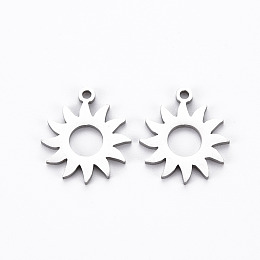 Honeyhandy 201 Stainless Steel Pendants, Cut, Sun, Stainless Steel Color, 16.5x14x1mm, Hole: 1.4mm