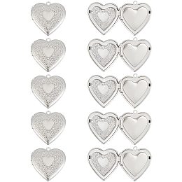 UNICRAFTALE 10pcs Heart Photo Frame Charms Hypoallergenic Locket Charms Stainless Steel Pendants for Jewelry Making, Stainless Steel Color Inner Size 21x21mm