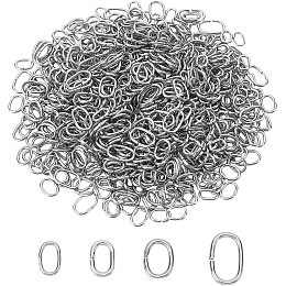 UNICRAFTALE About 800pcs 4 Style Oval Linking Rings Connectors Metal Color Stainless Steel Quick Link Connectors Quick Link Chain Jewelry Connectors for Earring Necklaces Bracelets Jewelry Making