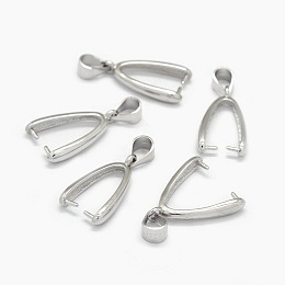 Honeyhandy 925 Sterling Silver Pendant Bails, Real Platinum Plated, 17.5x3mm, Hole: 4x4.5mm, Pin: 0.6mm