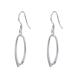 Honeyhandy 925 Sterling Silver Earring Findings, with Bar Links and Ice Pick Pinch Bail, Platinum, 37mm, Pin: 0.7mm and 1mm