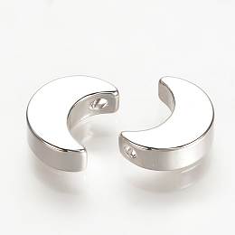 Honeyhandy Brass Charms, Nickel Free, Real Platinum Plated, Moon, 9.5x7x3mm, Hole: 1.5mm