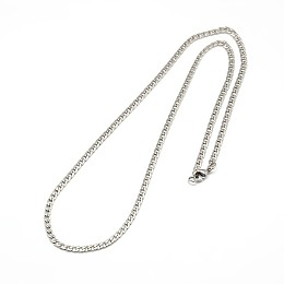 Honeyhandy 304 Stainless Steel Curb Chain Necklace Making, Twisted Chain, with Lobster Claw Clasps, Stainless Steel Color, 17 inch~17.7 inch(45.5~45.7cm), 3mm