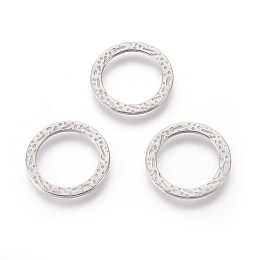 Honeyhandy 304 Stainless Steel Linking Rings, Ring, Bumpy, Stainless Steel Color, 15x0.8mm, Inner Diameter: 11mm