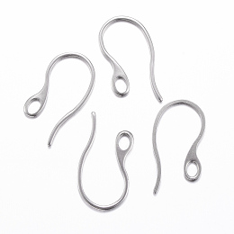 Honeyhandy 304 Stainless Steel Earring Hooks, with Horizontal Loop, Stainless Steel Color, 22x11.5x1mm, Hole: 2.5x3.5mm