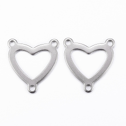 Honeyhandy 304 Stainless Steel Chandelier Component Links, 3 Loop Connectors, Heart, Stainless Steel Color, 16.5x15x1mm, Hole: 1.2mm
