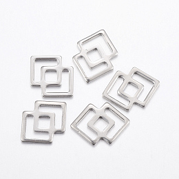 Honeyhandy 304 Stainless Steel Links connectors, Double Rhombus, Stainless Steel Color, 16x11.5x1mm, Hole: 4~9x2~4mm