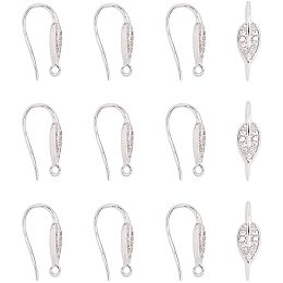 PandaHall Elite 20pcs Brass Micro Pave Cubic Zirconia Earring Hooks DIY Earring Finding Components with Hoop Open Loop Cute Huggie Earrings for Jewelry Makings 21x6mm