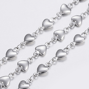 Honeyhandy 304 Stainless Steel Chains, Heart Link Chains, Soldered, Stainless Steel Color, 10x5x2mm
