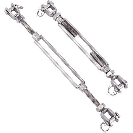 SUPERFINDINGS 2sets 6.14 Inch 304 Stainless Steel Flower Basket Screw Rotate Chain Wire Rope Tensioner Bloom Bolt Tension Turnbuckle, Stainless Steel Color