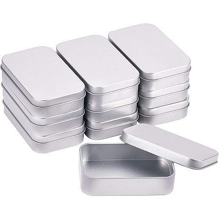 BENECREAT 10 Pack 3.8x2.5 Rectangle Metal Tin Cans Platinum Tin-Plated Box with Lids for Gifts Party Favors and Other Accessories