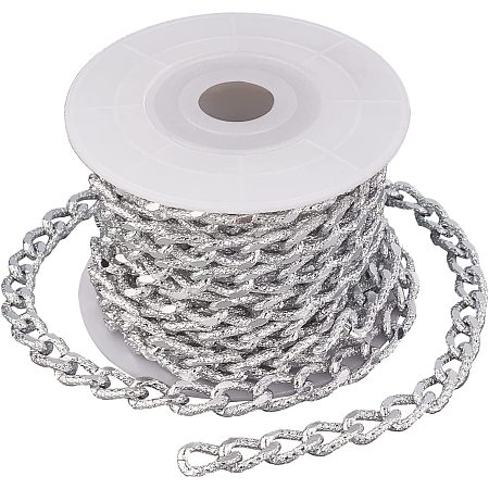 CHGCRAFT 9.8 Feet Aluminum Curb Chain Link in Bulk with 10Pcs Lobster Clasps for Necklace Jewelry Accessories DIY Making, 3mm Width