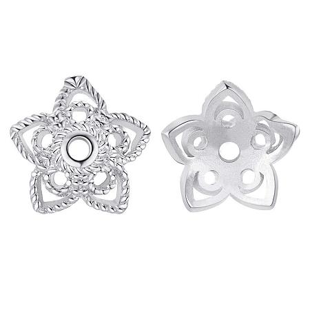 BENECREAT 50PCS Platinum Plated Flower Bead Caps(5-Petal) Tibetan Style Flower Bead End Caps Spacers for Jewelry Making(9.5x2.5mm)