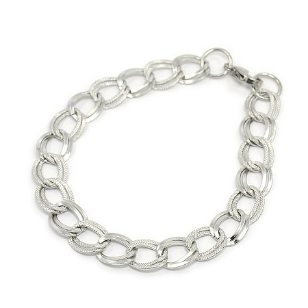 Honeyhandy Fashionable 304 Stainless Steel Cuban Link Chain Bracelets, with Lobster Claw Clasps, Stainless Steel Color, 8-5/8 inch~9-1/4 inch(220~235mm), 11.5mm