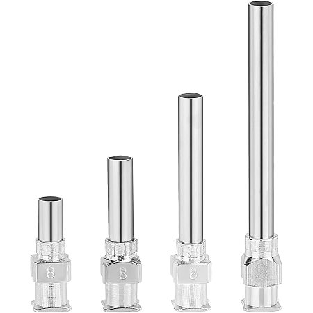 BENECREAT 16PCS 8G Stainless Steel Dispensing Needle Tip(4 Mixed Size) with Luer Lock for Refilling Glue Syringes