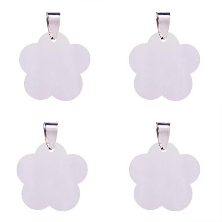BENECREAT 10PCS Stainless Steel Blank Stamping Tag Pendants Charms with Snap on Bails for DIY Jewelry Making (Flower Shape, 0.9